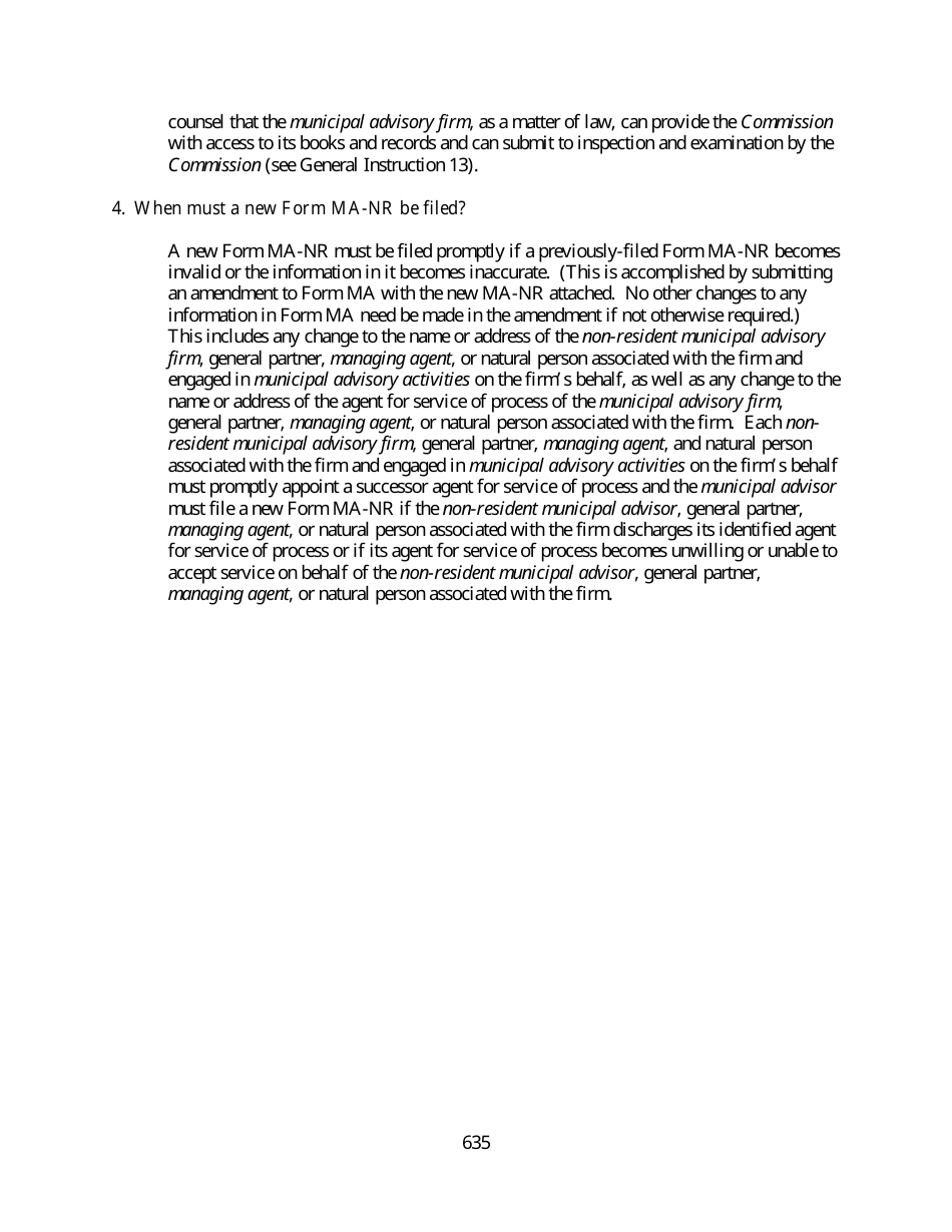 Instructions for SEC Form MA, MA-I, MA-NR, MA-W, Page 15