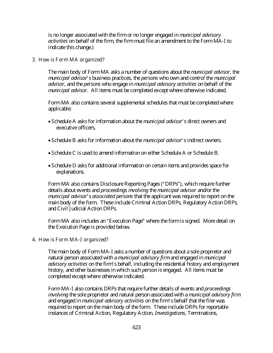 Instructions for SEC Form MA, MA-I, MA-NR, MA-W, Page 3