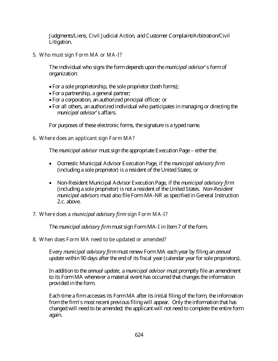 Instructions for SEC Form MA, MA-I, MA-NR, MA-W, Page 4