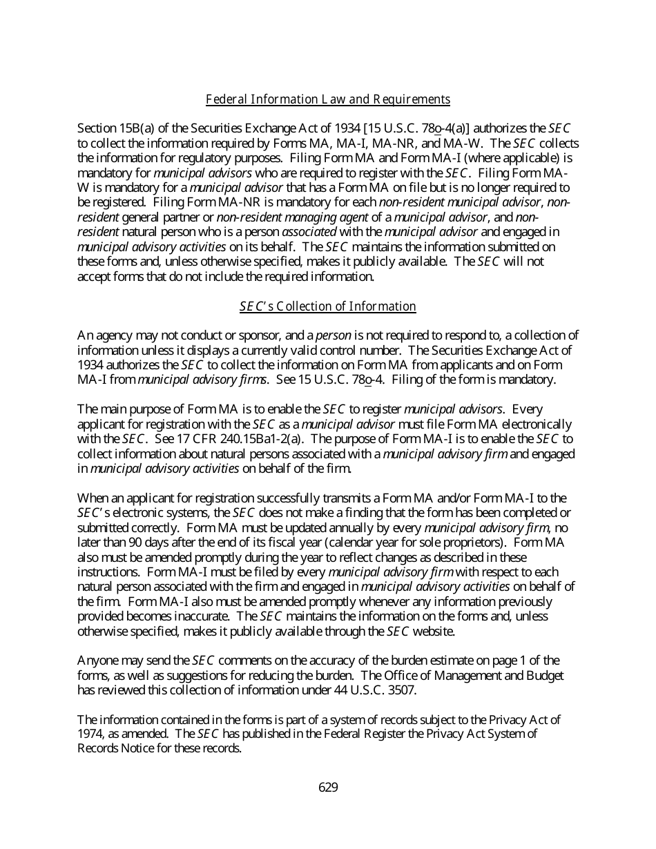 Instructions for SEC Form MA, MA-I, MA-NR, MA-W, Page 9