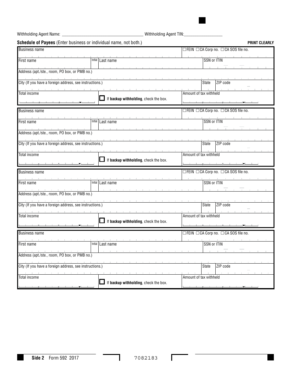 Form 592 - 2018 - Fill Out, Sign Online And Download Fillable PDF ...