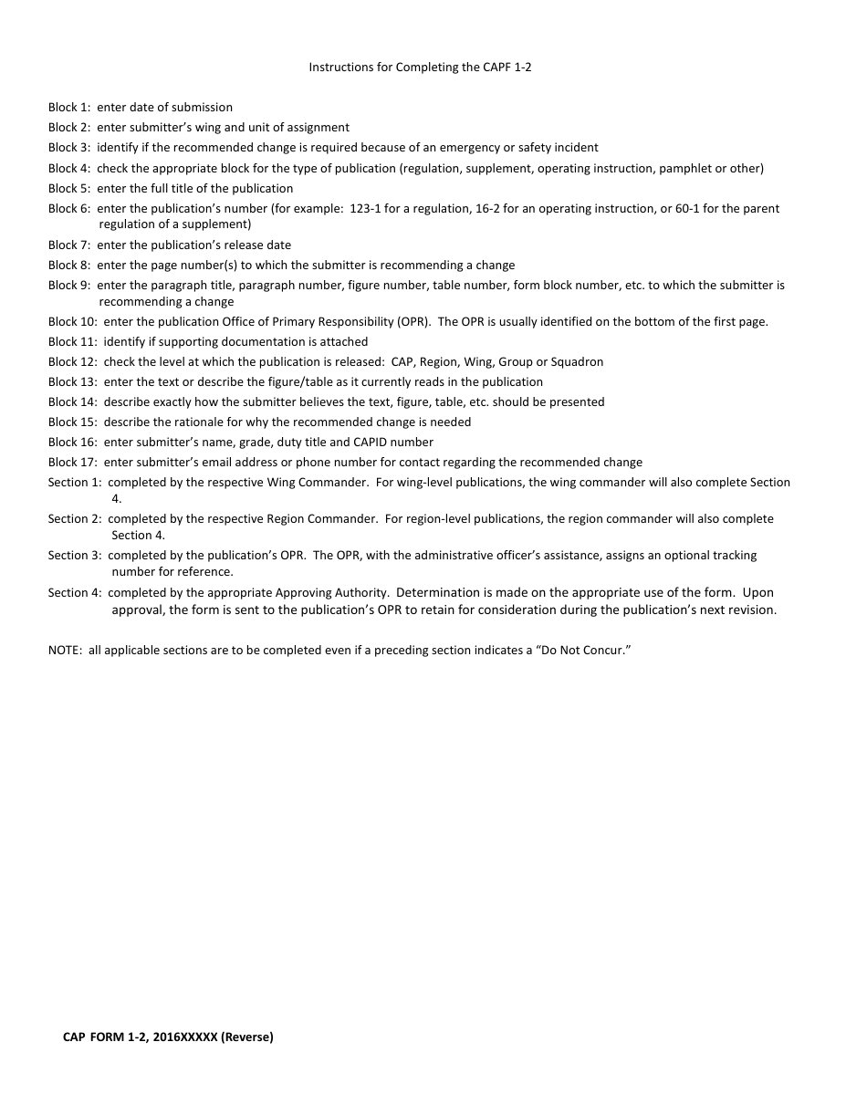 CAP Form 1-2 Recommendation for Change of Publication, Page 3