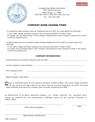 Document preview: Company Name Change Form - Louisiana