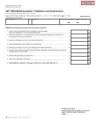 Document preview: Form 3423 Schedule 1 Additions and Subtractions - Michigan