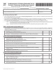 Document preview: Form 760F Underpayment of Virginia Estimated Tax by Farmers, Fishermen and Merchant Seamen - Virginia