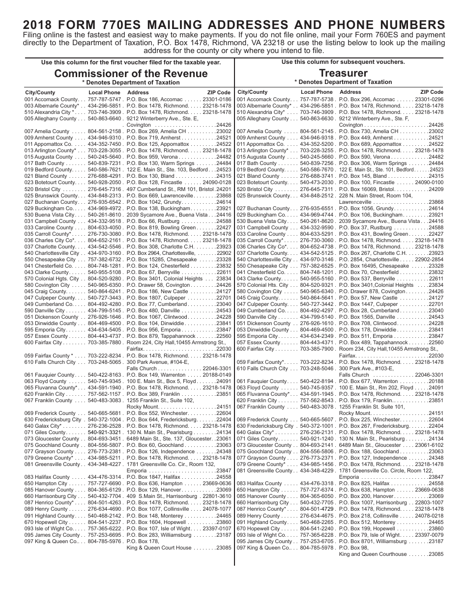 Form 770ES Virginia Estimated Income Tax Payment Vouchers for Estates, Trusts, and Unified Nonresidents - Virginia, Page 6