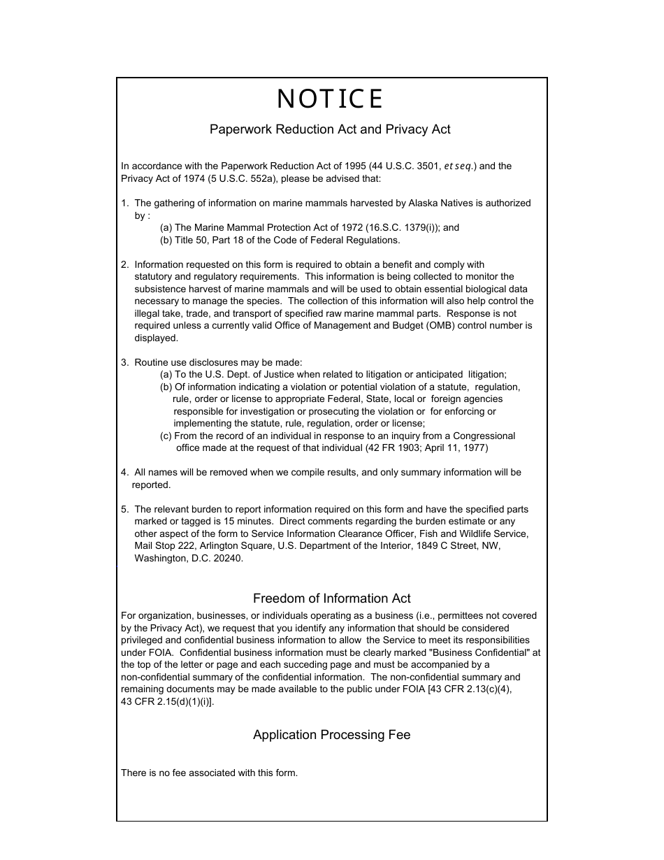 FWS Form 3-2406 Non-native Marine Mammal Tagging Certificates, Page 4