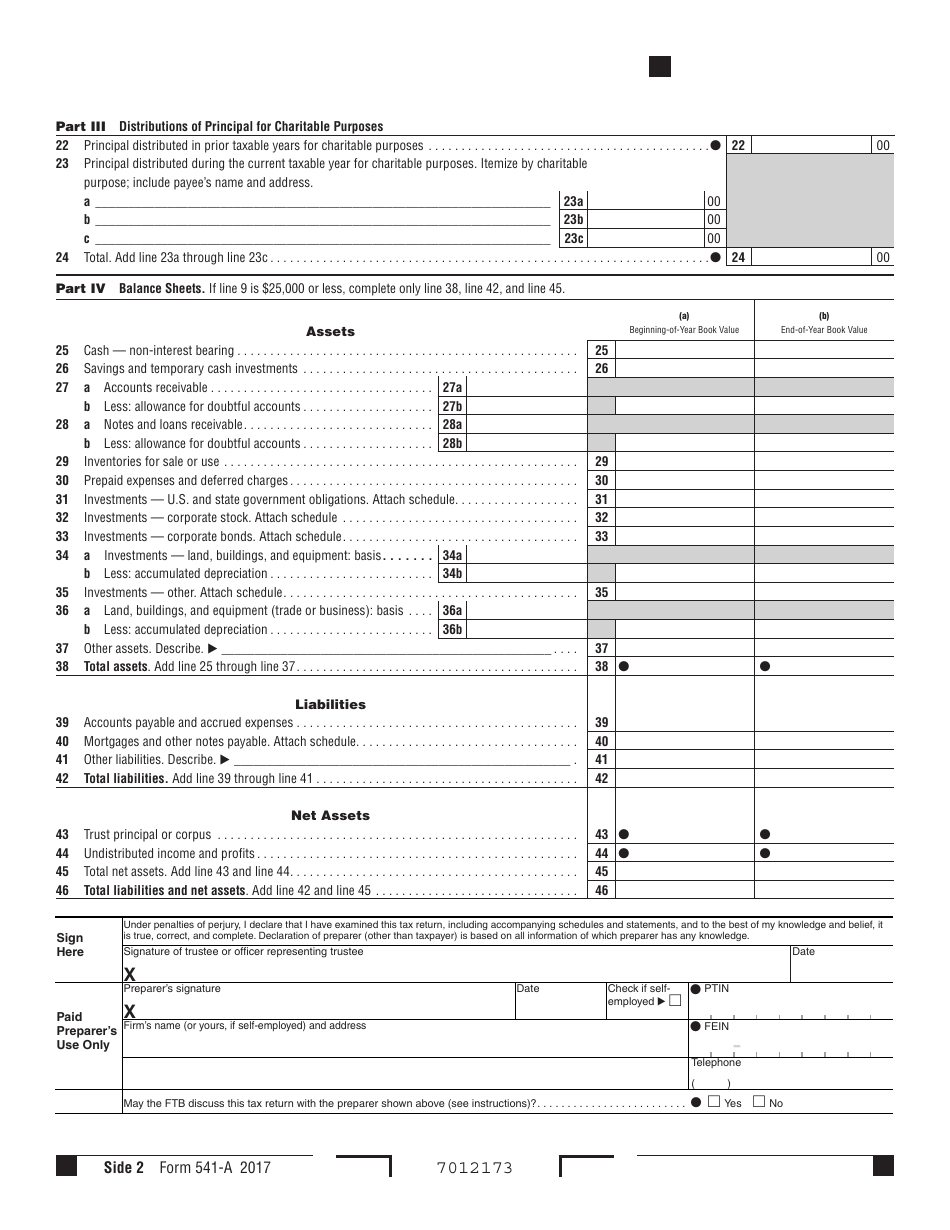 Form 541-A Trust Accumulation of Charitable Amounts - California, Page 2
