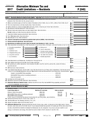 Form 540 Schedule P &quot;Alternative Minimum Tax and Credit Limitations - Residents&quot; - California, 2017