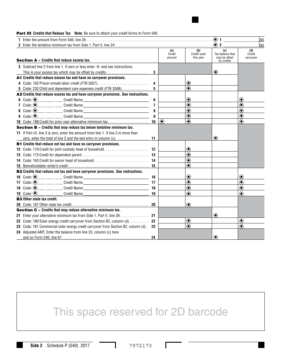 Form 540 Schedule P 2017 Fill Out, Sign Online and Download