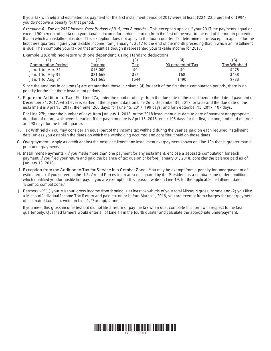 Form MO-2210 Underpayment of Estimated Tax by Individuals - Missouri, Page 4