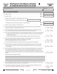 Document preview: Form FTB3596 Paid Preparer's Due Diligence Checklist for California Earned Income Tax Credit - California
