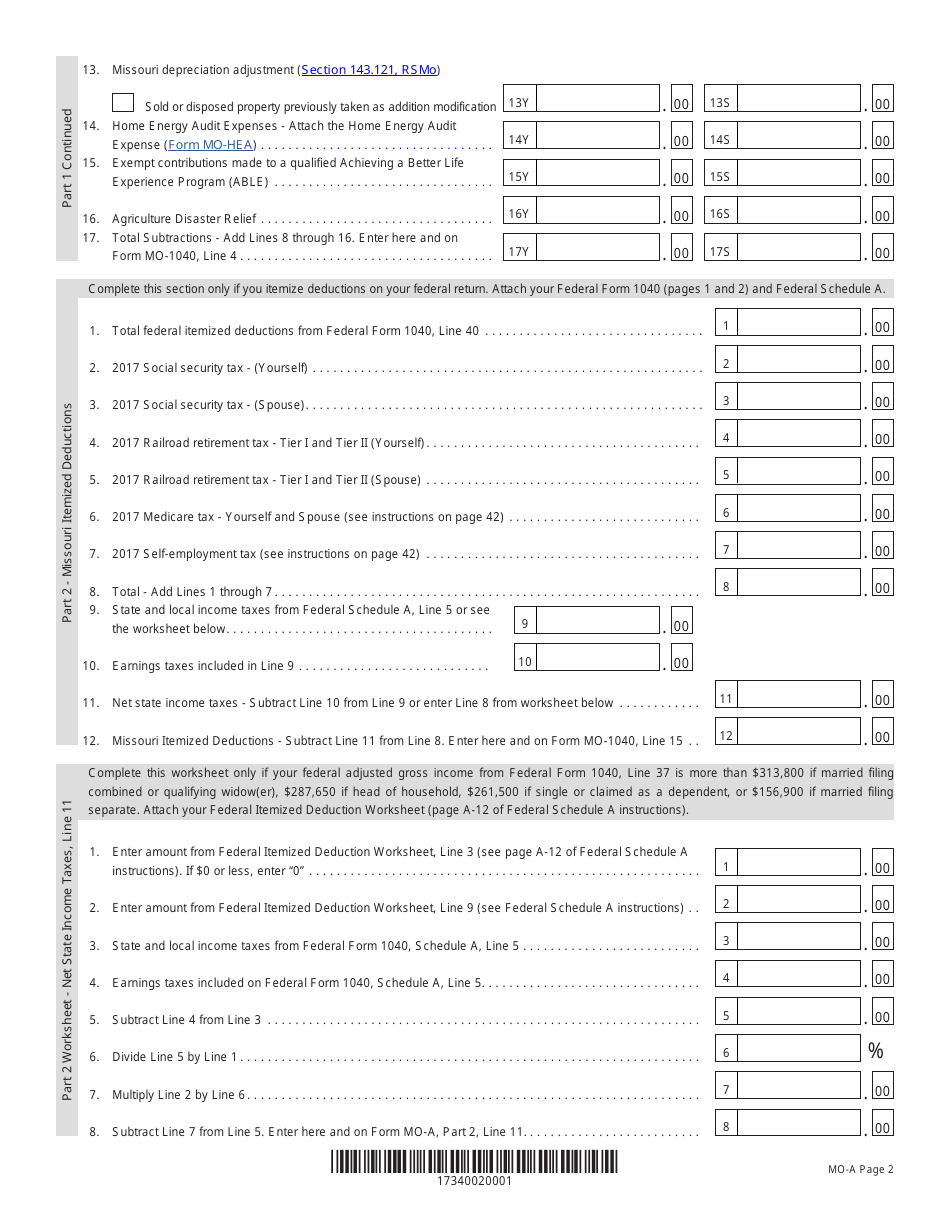 Form MO-A - 2017 - Fill Out, Sign Online and Download Fillable PDF ...