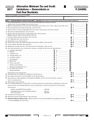 Document preview: Form 540NR Schedule P Alternative Minimum Tax and Credit Limitations - Nonresidents or Part-Year Residents - California