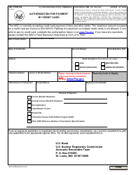 NRC Form 629 Authorization for Payment by Credit Card