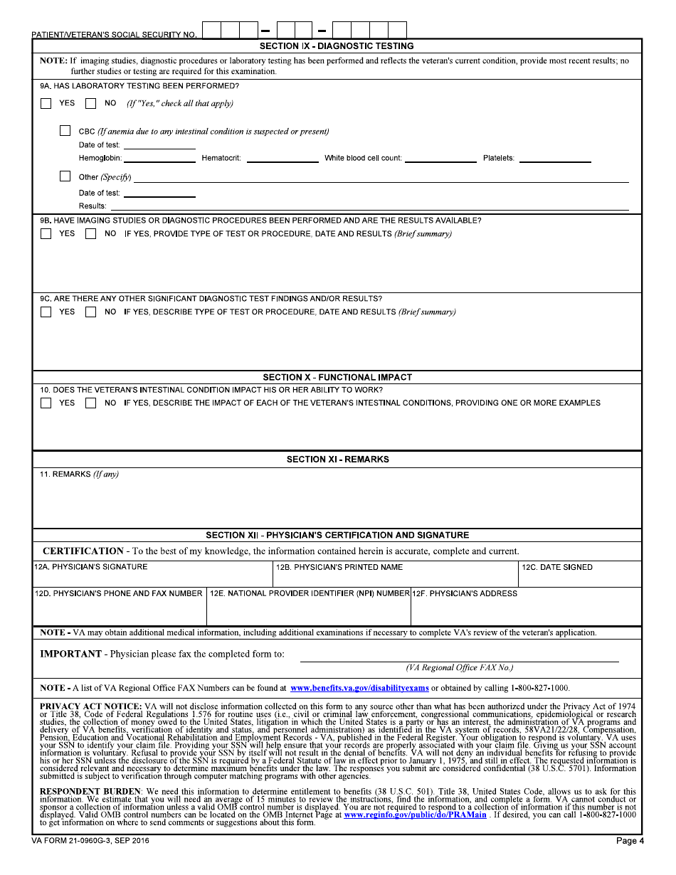 Va Form 21-0960-g3 - Fill Out, Sign Online And Download Fillable Pdf 