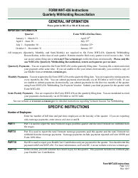 Instructions for VT Form WHT-436 Quarterly Withholding Reconciliation - Vermont