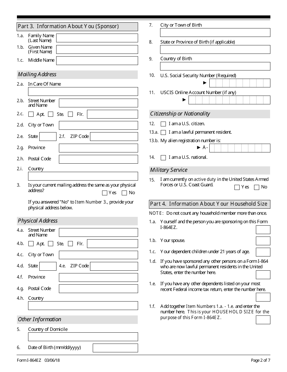 I 864ez Fillable Form - Printable Forms Free Online