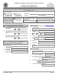 Document preview: USCIS Form I-864EZ Affidavit of Support Under Section 213a of the Ina