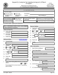 Document preview: USCIS Form I-684W Request for Exemption for Intending Immigrant's Affidavit of Support