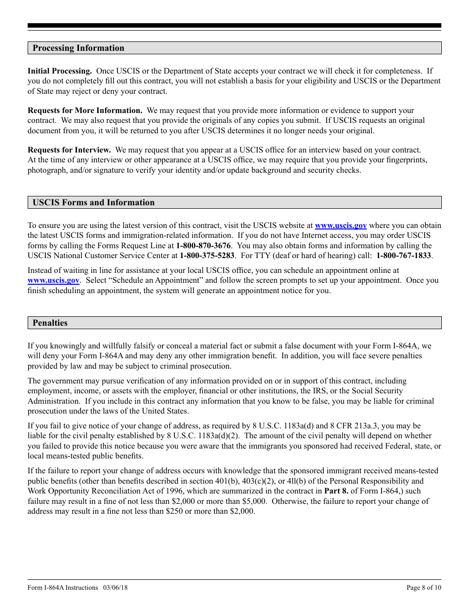 Instructions for USCIS Form I-864A Contract Between Sponsor and Household Member, Page 8