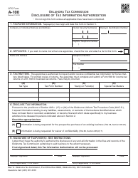 Document preview: OTC Form A-100 Disclosure of Tax Information Authorization - Oklahoma