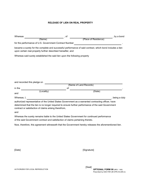 Optional Form 90  Printable Pdf