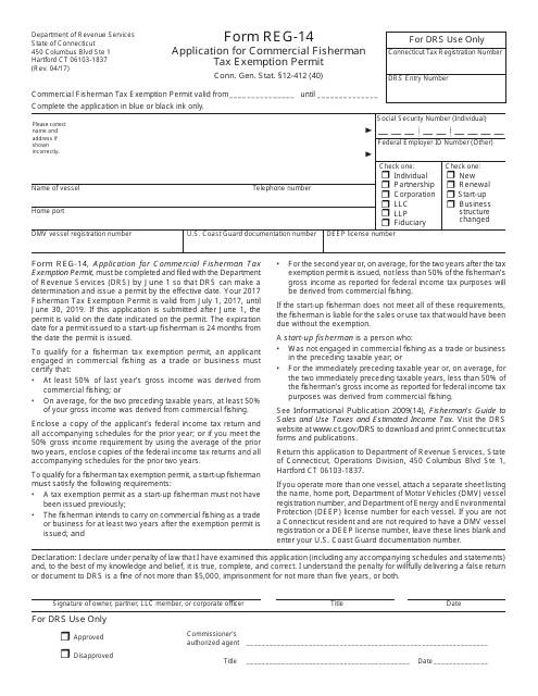 Form REG-14  Printable Pdf