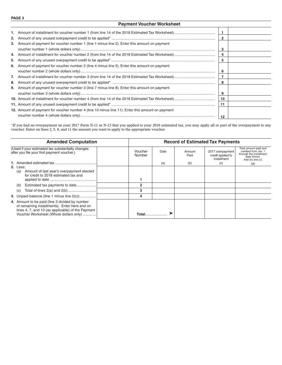 Form N-1 Declaration of Estimated Income Tax for Individuals - Hawaii, Page 3