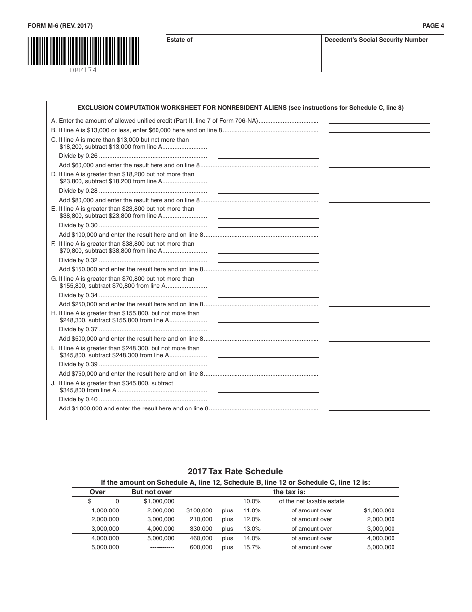 Form M-6 Hawaii Estate Tax Return - Hawaii, Page 4