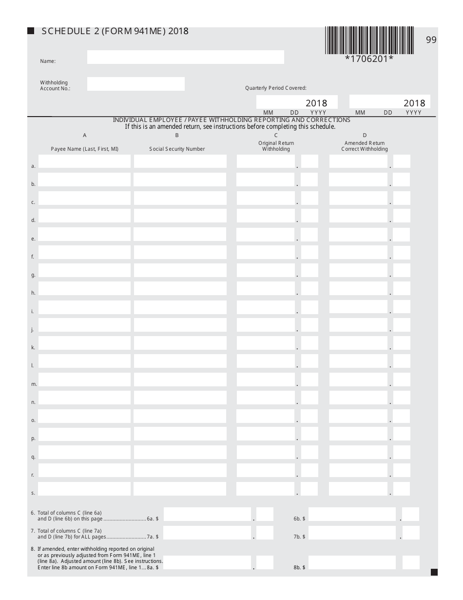 Form 941ME Employers Return of Maine Income Tax Withholding - Maine, Page 3