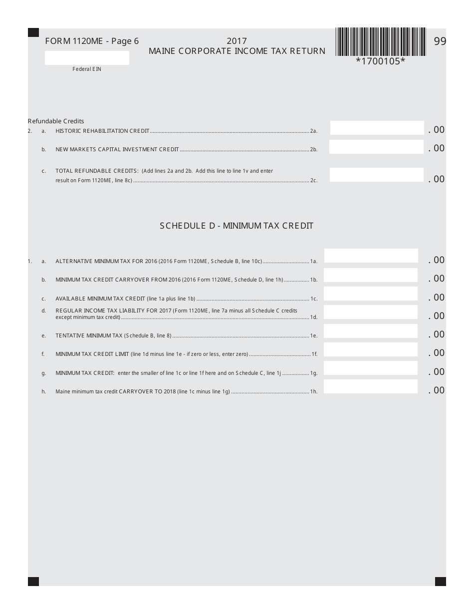 Form 1120ME Maine Corporate Income Tax Return - Maine, Page 6