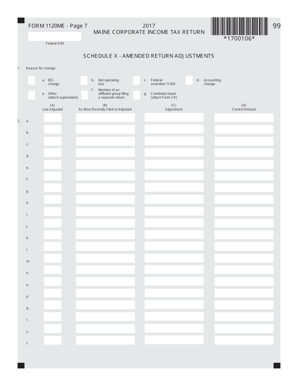 Form 1120ME Maine Corporate Income Tax Return - Maine, Page 7