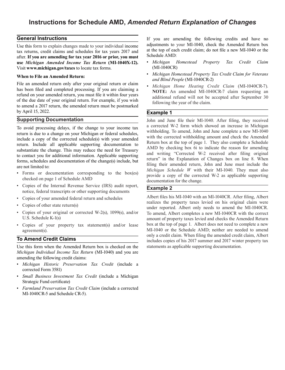 Form 5530 Schedule AMD, 26 Michigan Amended Return Explanation of Changes - Michigan, Page 2