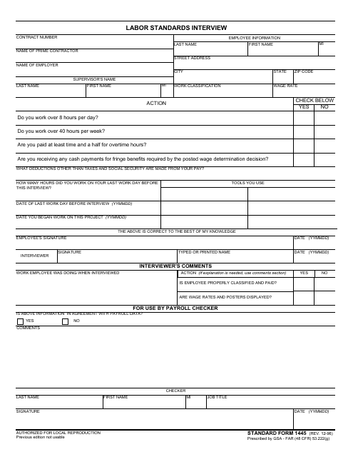 Form SF-1445 Labor Standards Interview