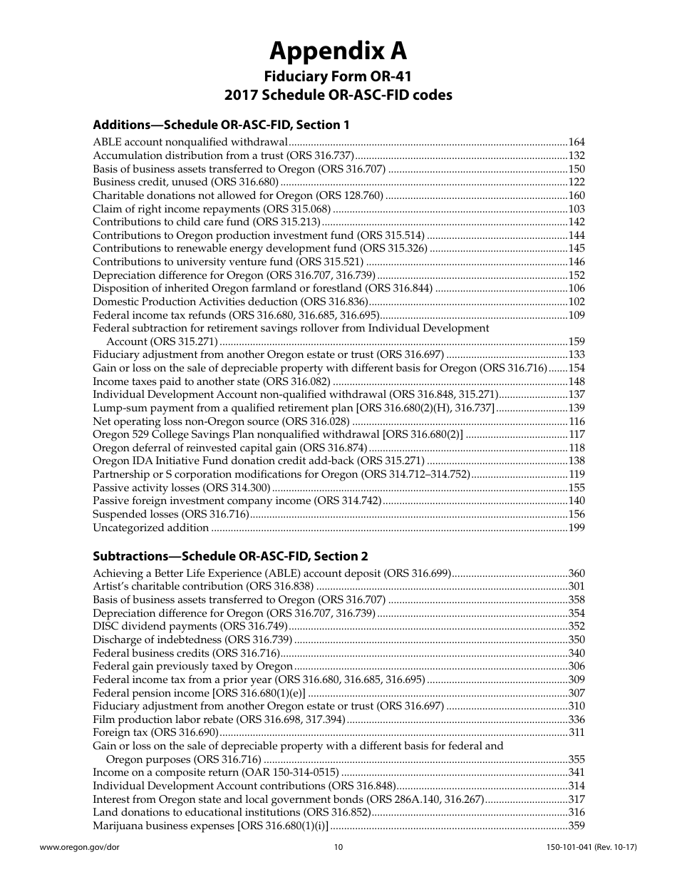 Form OR-41 Oregon Fiduciary Income Tax Return - Oregon, Page 14