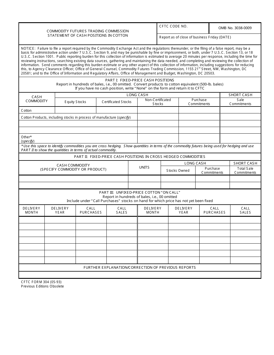 CFTC Form 304 - Fill Out, Sign Online and Download Fillable PDF ...