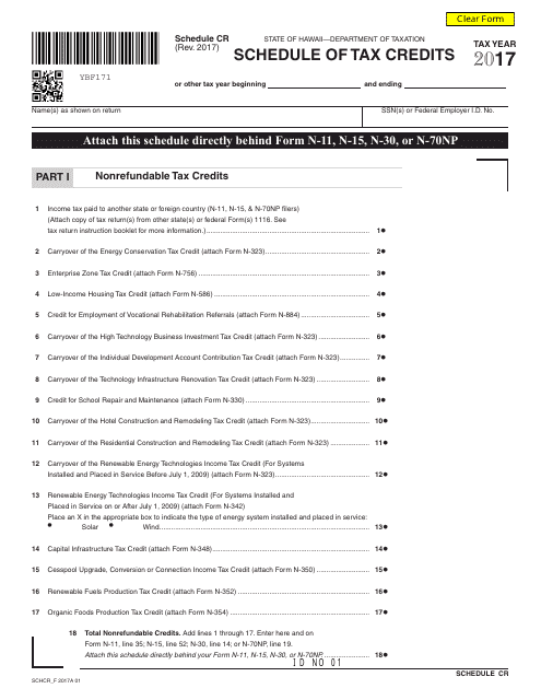 Schedule CR 2017 Printable Pdf