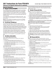 Document preview: Instructions for Form FTB8879 California E-File Signature Authorization for Individuals - California