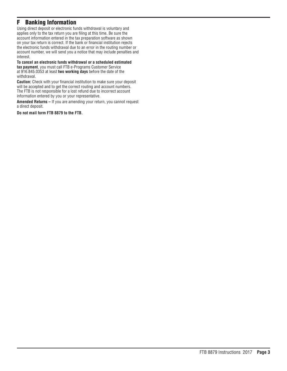 Instructions for Form FTB8879 California E-File Signature Authorization for Individuals - California, Page 2