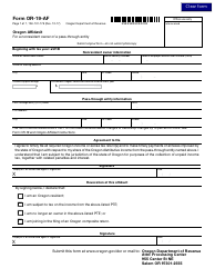 Form OR-19-AF &quot;Oregon Affidavit&quot; - Oregon
