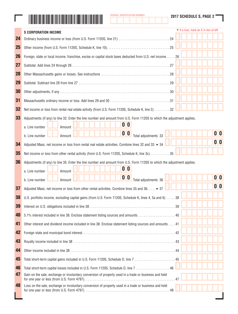 Schedule S S Corporation Distributive Income - Massachusetts, Page 2