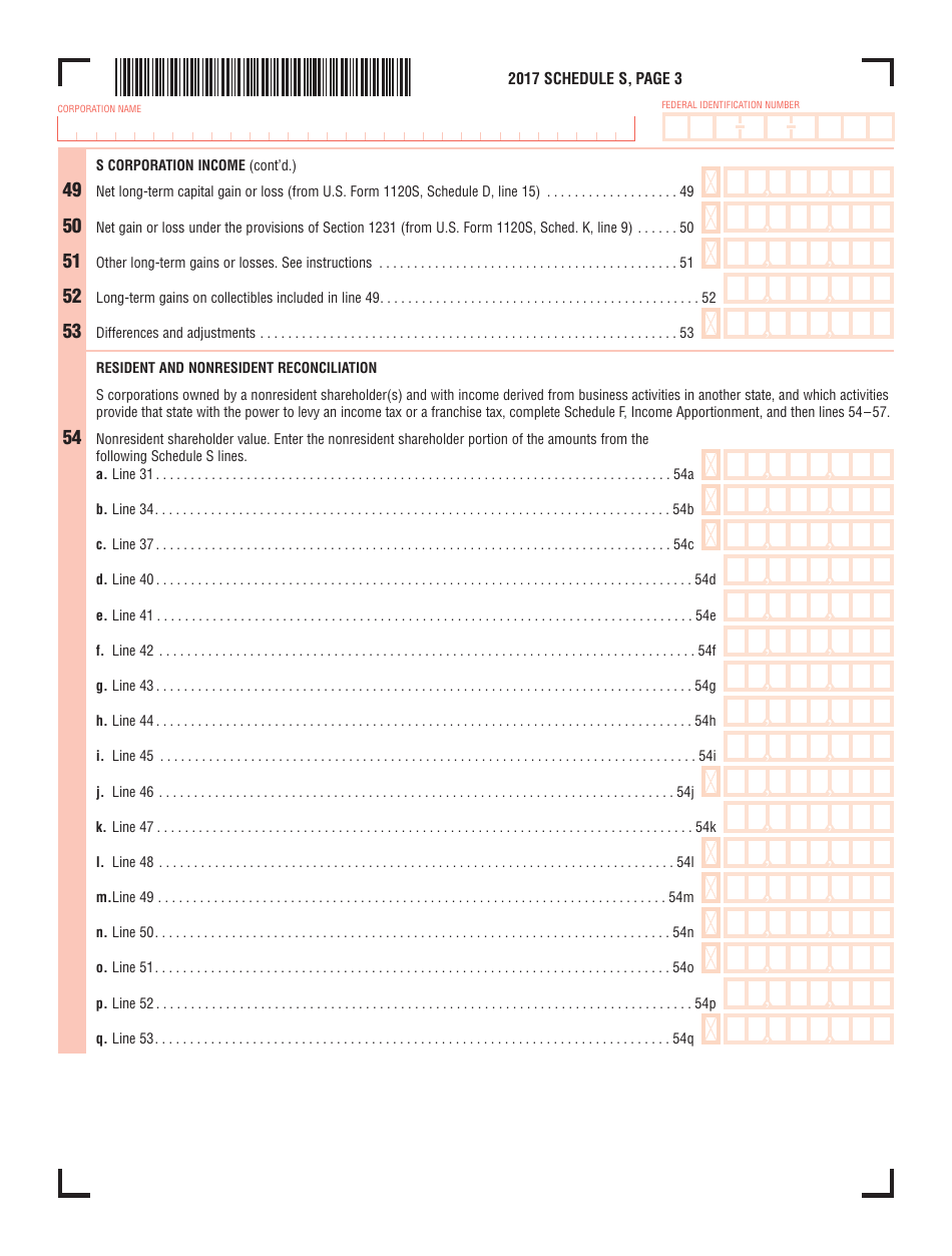 Schedule S S Corporation Distributive Income - Massachusetts, Page 3