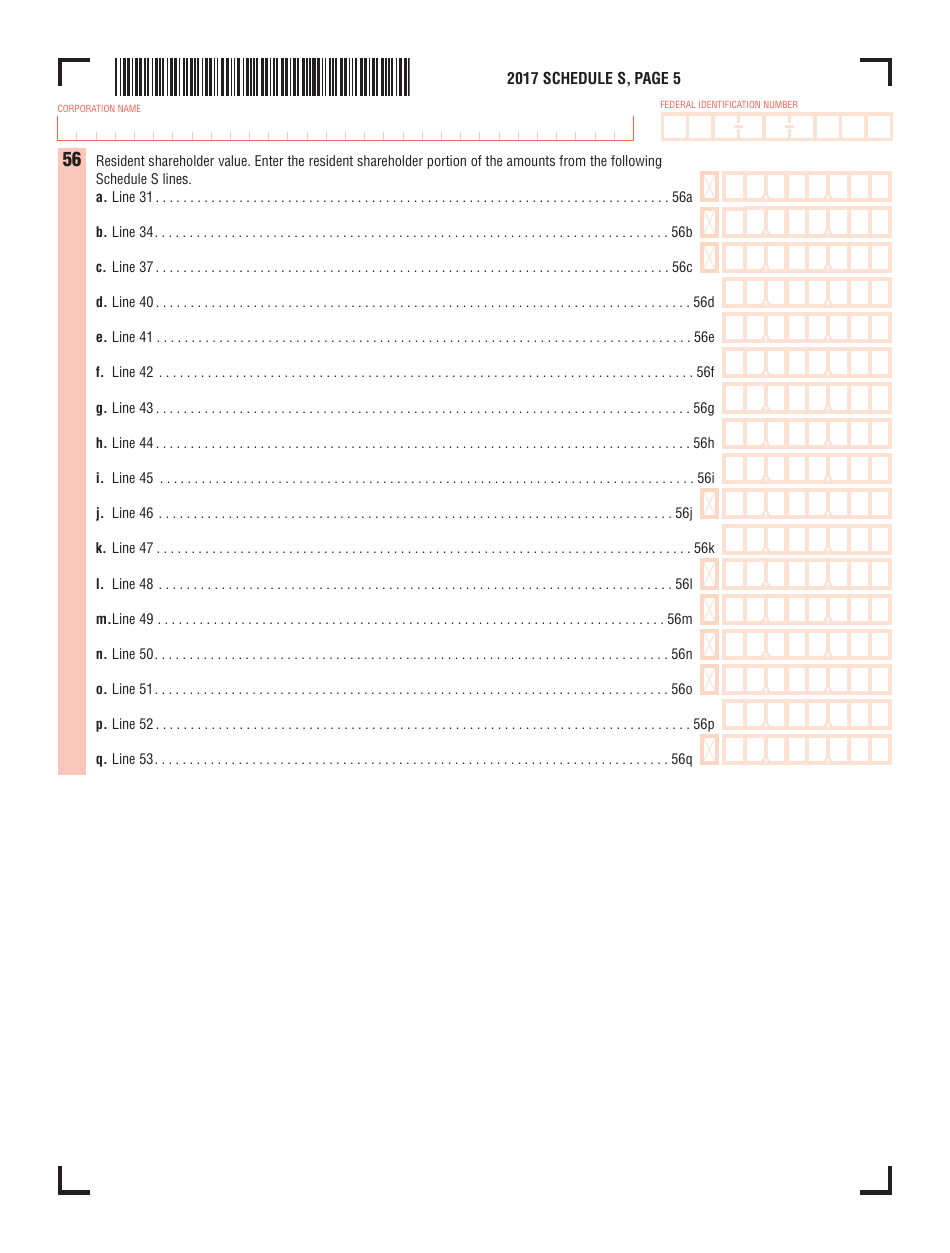 Schedule S S Corporation Distributive Income - Massachusetts, Page 5