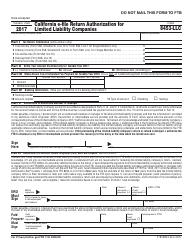 Document preview: Form FTB8453-LLC California E-File Return Authorization for Limited Liability Companies - California