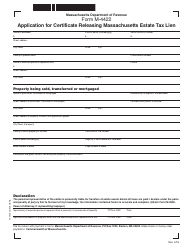 Document preview: Form M-4422 Application for Certificate Releasing Massachusetts Estate Tax Lien - Massachusetts