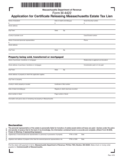 Form M-4422  Printable Pdf