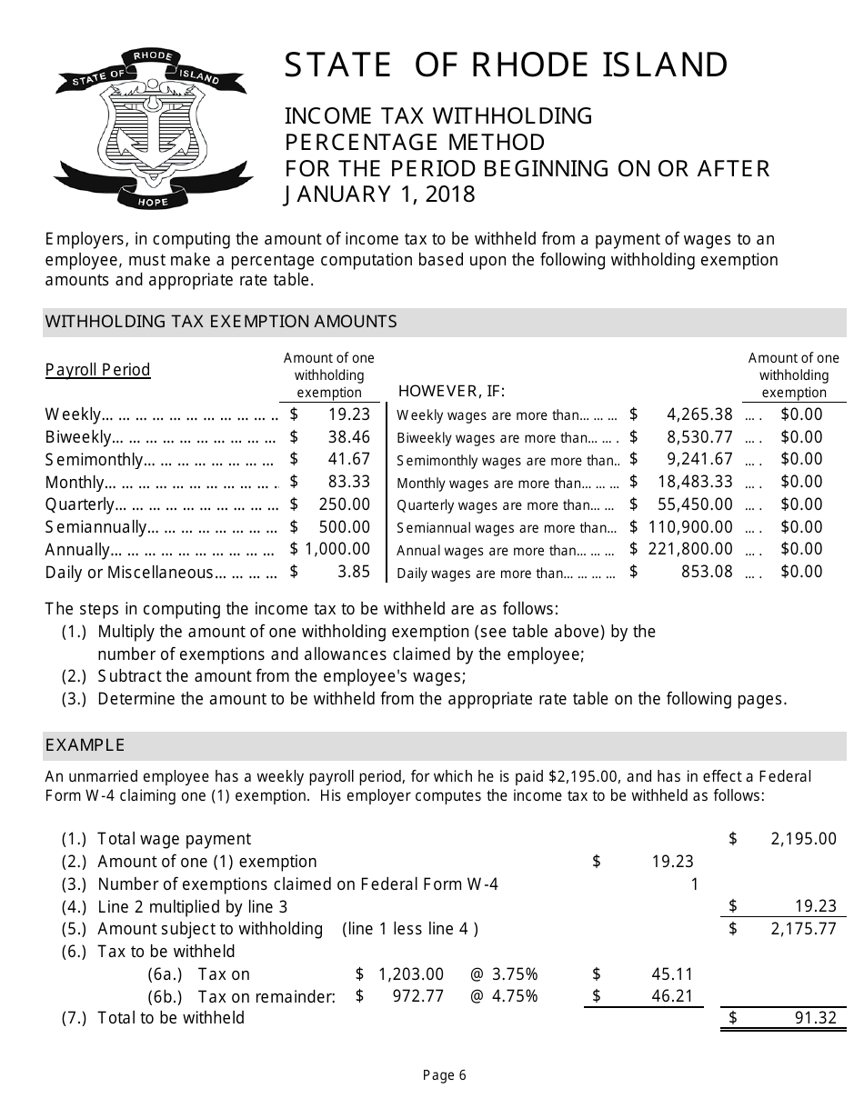 Form RI W-4 Rhode Island Employers Income Tax Withholding Tables - Rhode Island, Page 6