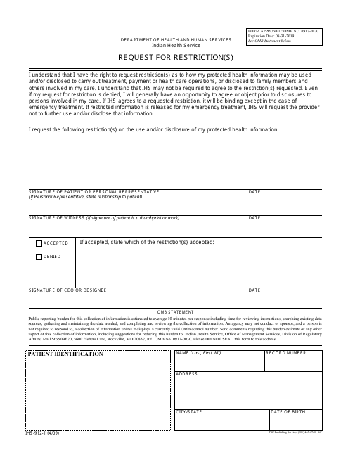 Form IHS-912-1  Printable Pdf