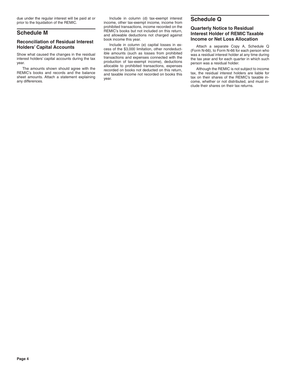 Instructions for Form N-66 Real Estate Mortgage Investment Conduit Income Tax Return - Hawaii, Page 4